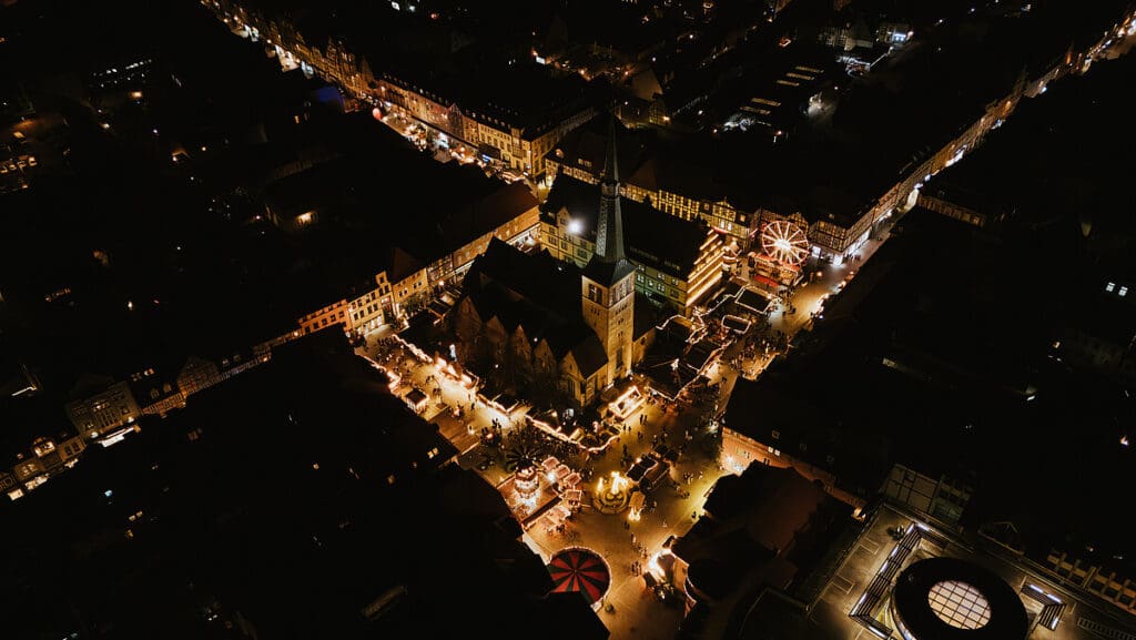 Weihnachtsmarkt Hameln Luftbild - Quelle: https://www.hameln.de/